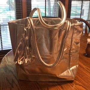 Silver metallic tote bag